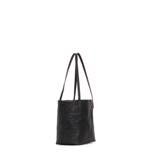 MINI ESSENTIAL TOTE BLACK RUMPLED SHEEPSKIN