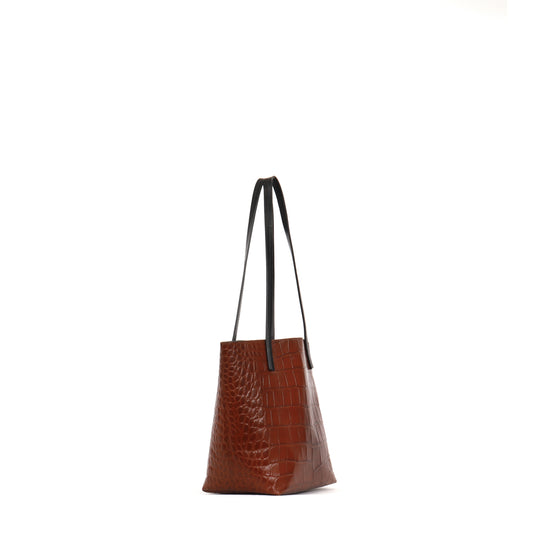 MINI ESSENTIAL TOTE HICKORY EMBOSSED GATOR