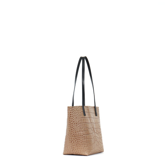 MINI ESSENTIAL TOTE LATTE EMBOSSED GATOR
