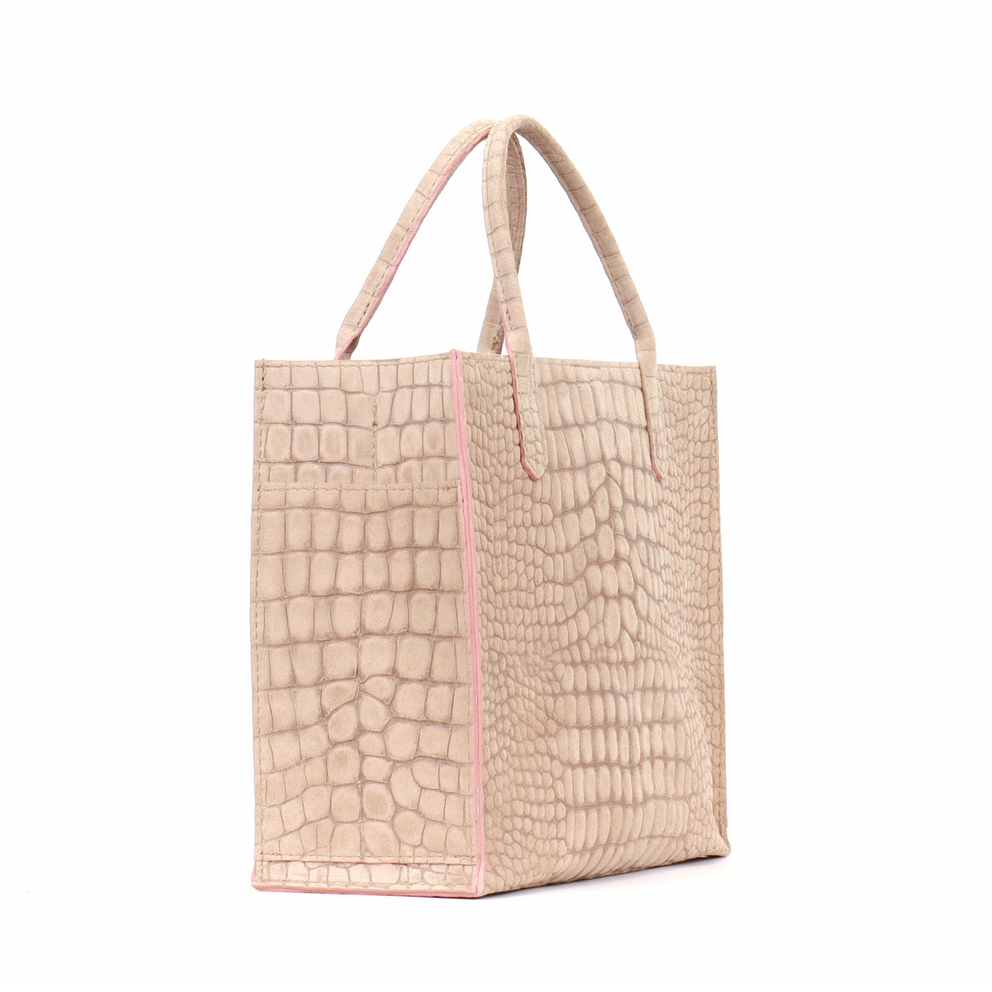 MINI HARBOR TOTE BUFF SUEDED CROCO
