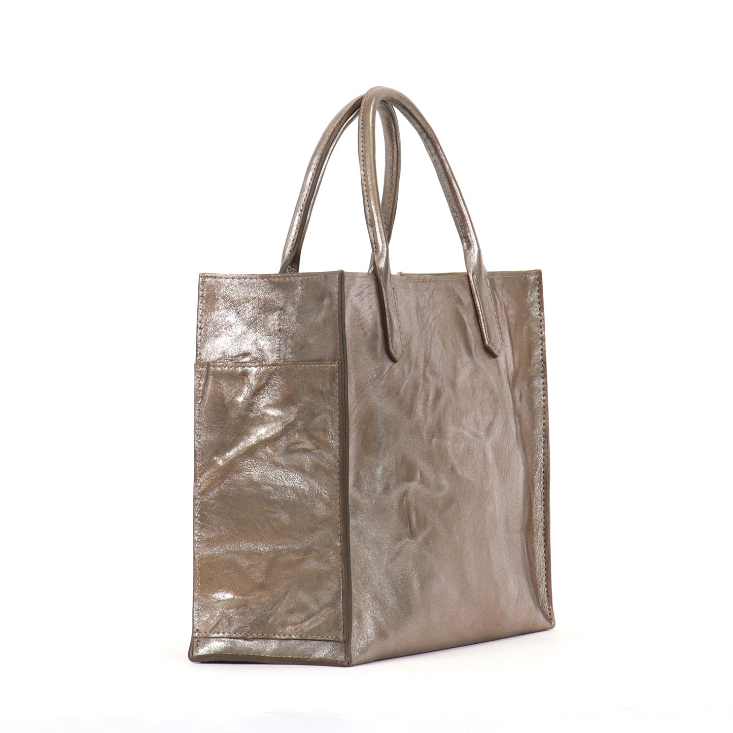 MINI HARBOR TOTE LIQUID METAL SHEEPSKIN