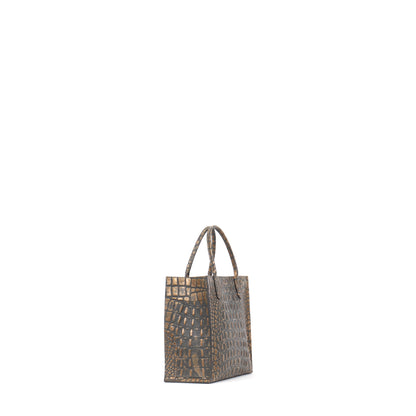 MINI HARBOR TOTE MOSSY BRONZE EMBOSSED CROC