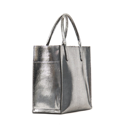 MINI HARBOR TOTE PLATINUM EMBOSSED LIZARD