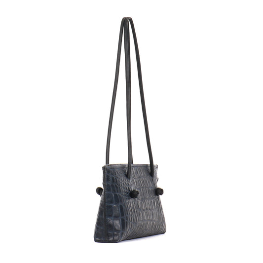 SLIM BAGUETTE DARK NAVY EMBOSSED CROC
