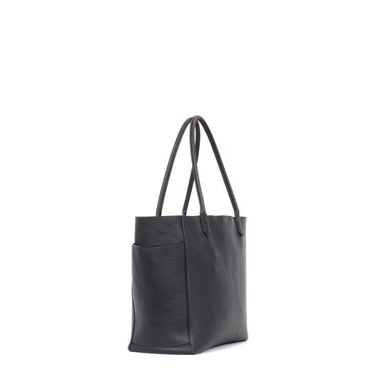 SLOUCHY POCKET TOTE BLACK PEBBLED CALF
