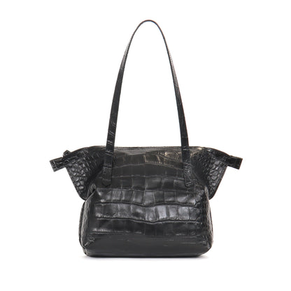 SMALL BELLO BAG BLACK EMBOSSED GATOR