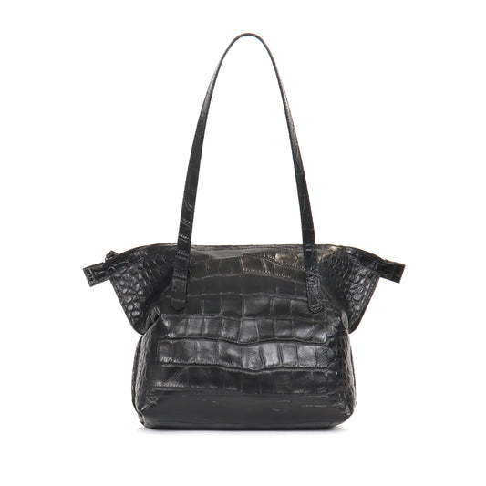 SMALL BELLO BAG BLACK EMBOSSED GATOR