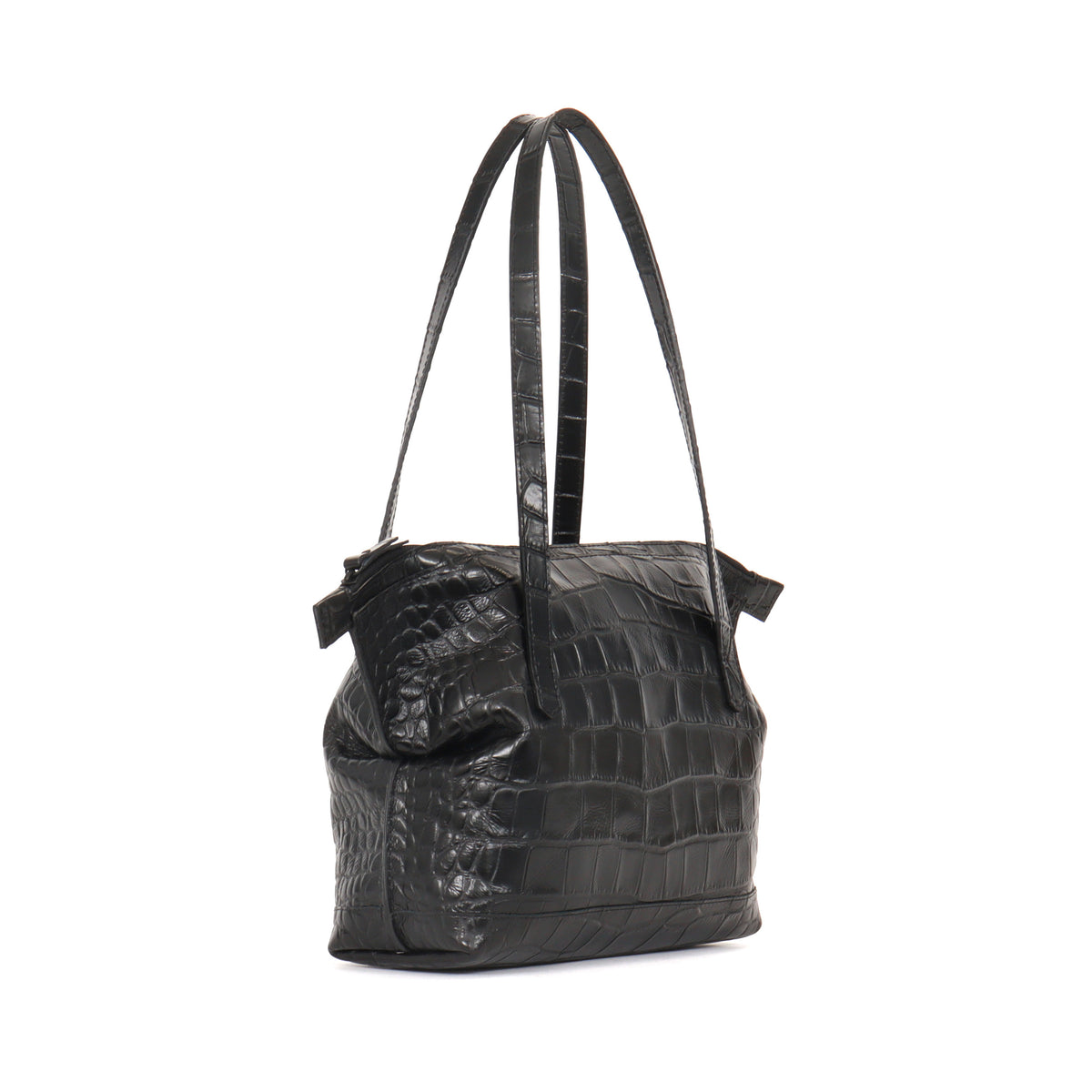 SMALL BELLO BAG BLACK EMBOSSED GATOR