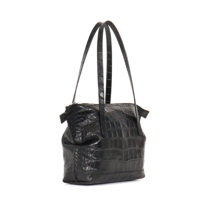 SMALL BELLO BAG BLACK EMBOSSED GATOR