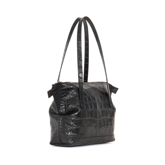 SMALL BELLO BAG BLACK EMBOSSED GATOR