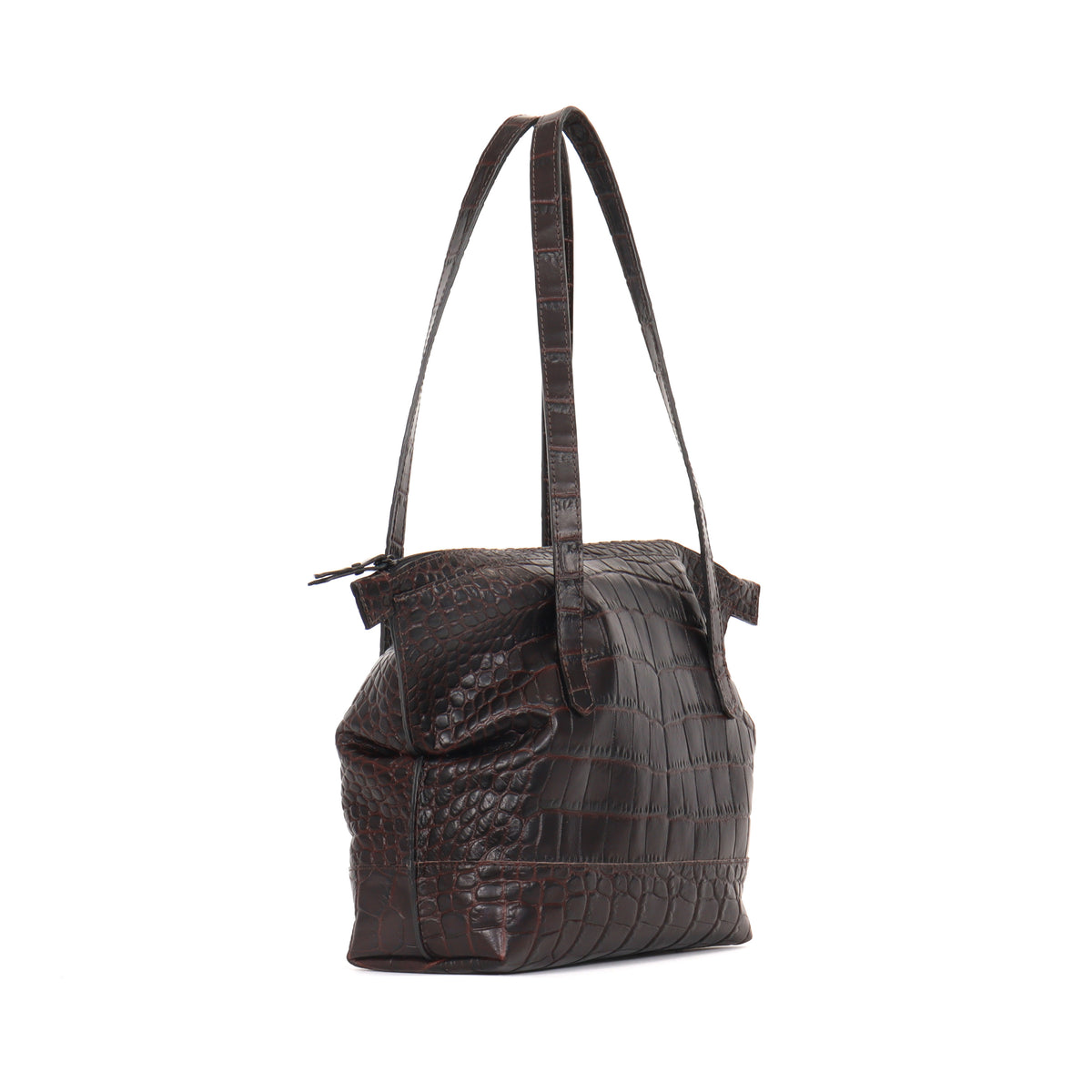 SMALL BELLO BAG ESPRESSO EMBOSSED GATOR
