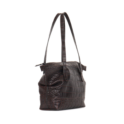 SMALL BELLO BAG ESPRESSO EMBOSSED GATOR
