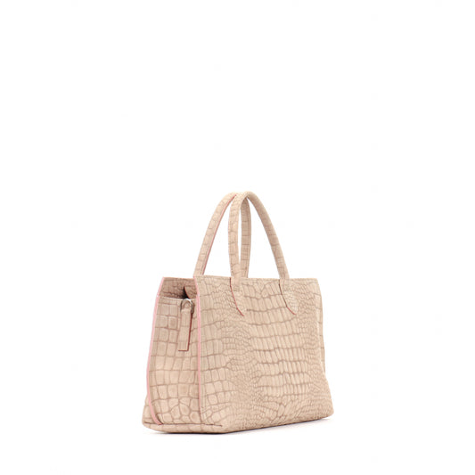 SMALL DAYBAG BUFF SUEDED CROCO