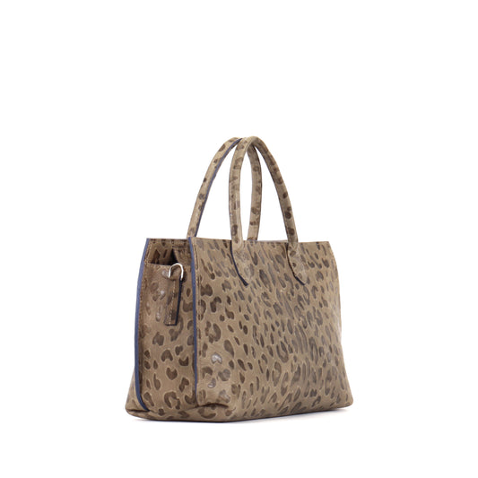 SMALL DAYBAG MUSHROOM EMBOSSED LEOPARD