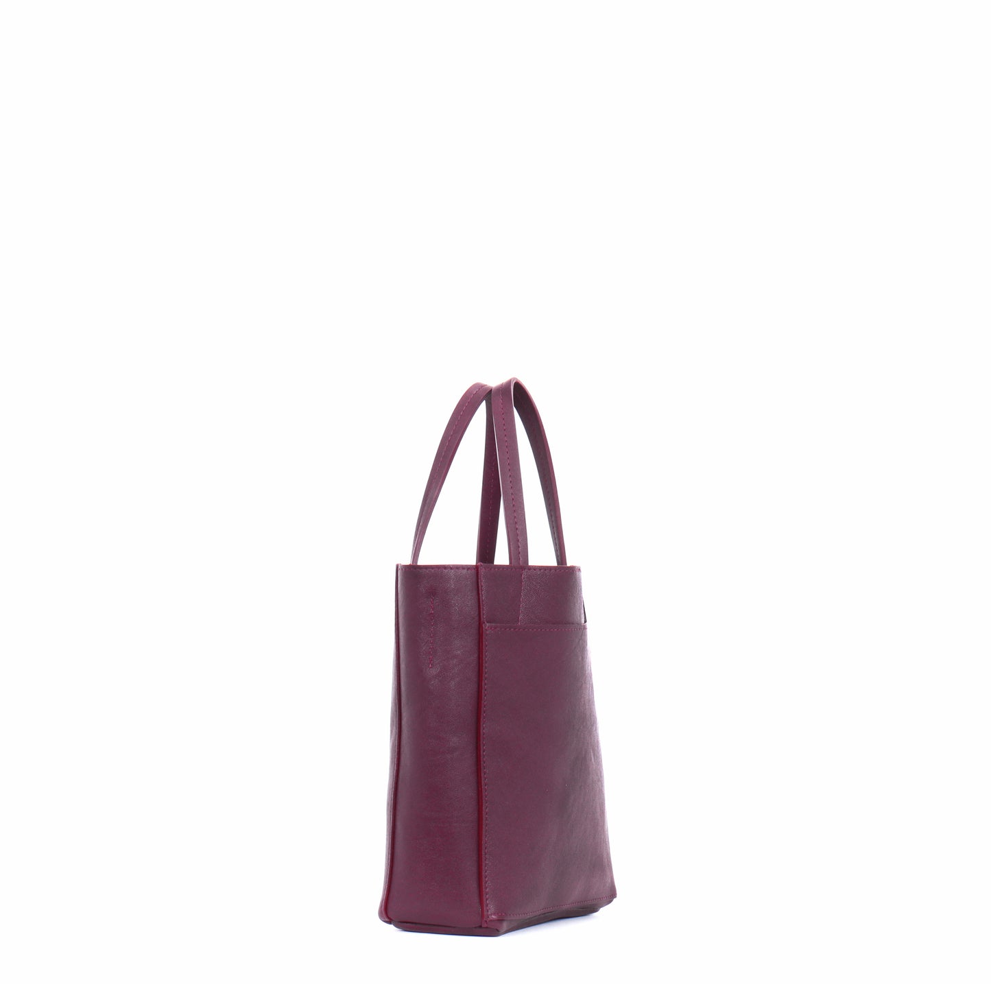 SMALL FRONT POCKET TOTE BORDEAUX ITALIAN LAMB
