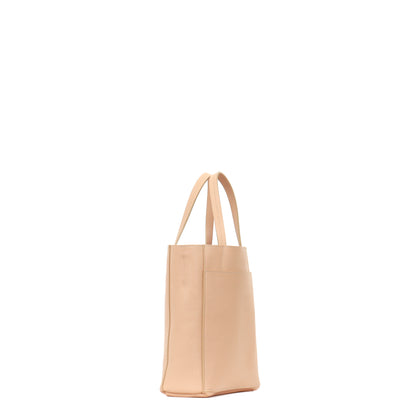 SMALL FRONT POCKET TOTE NUDE ITALIAN LAMB