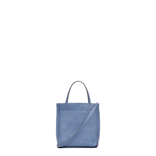 SMALL FRONT POCKET TOTE WEDGEWOOD PEBBLED CALF