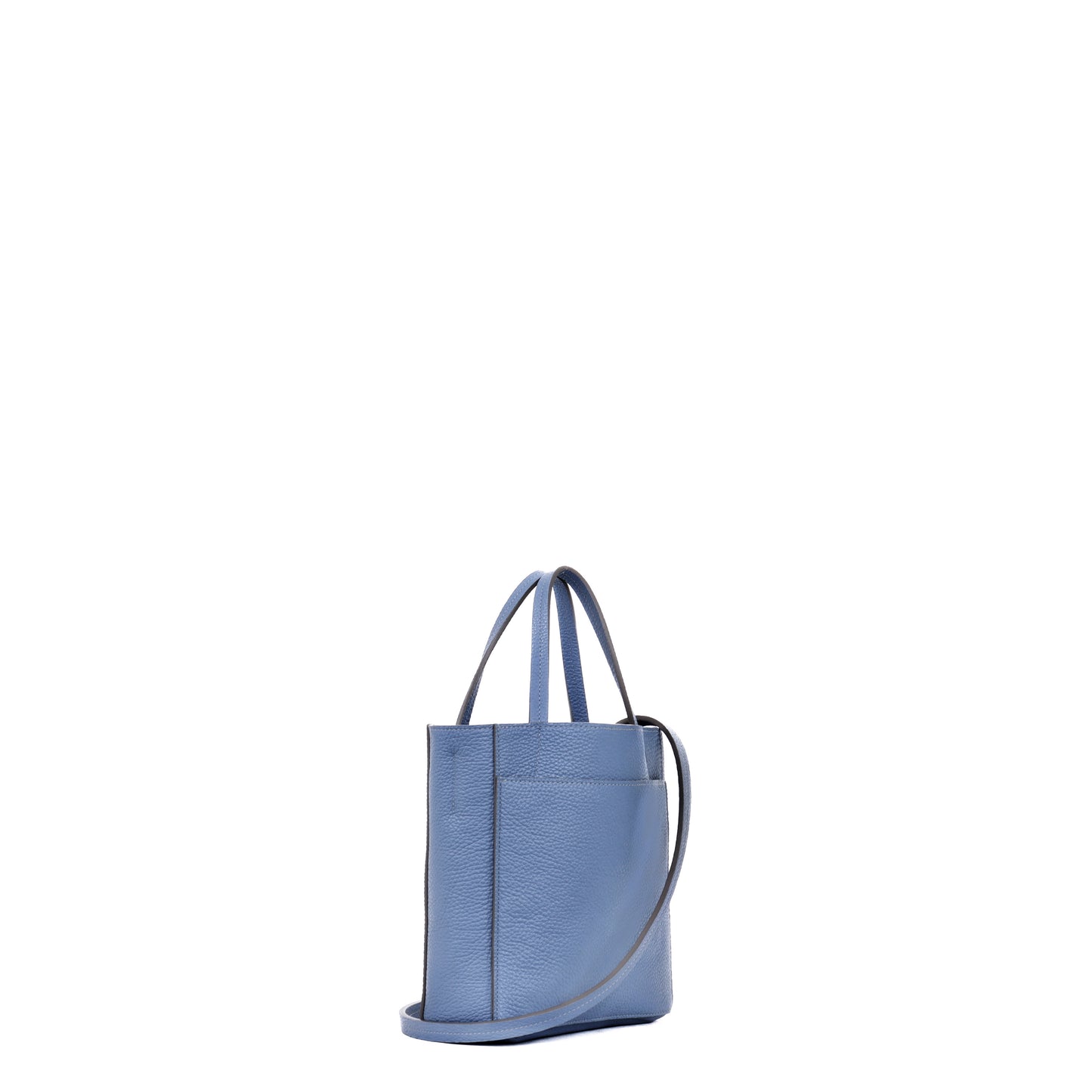 SMALL FRONT POCKET TOTE WEDGEWOOD PEBBLED CALF