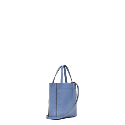 SMALL FRONT POCKET TOTE WEDGEWOOD PEBBLED CALF