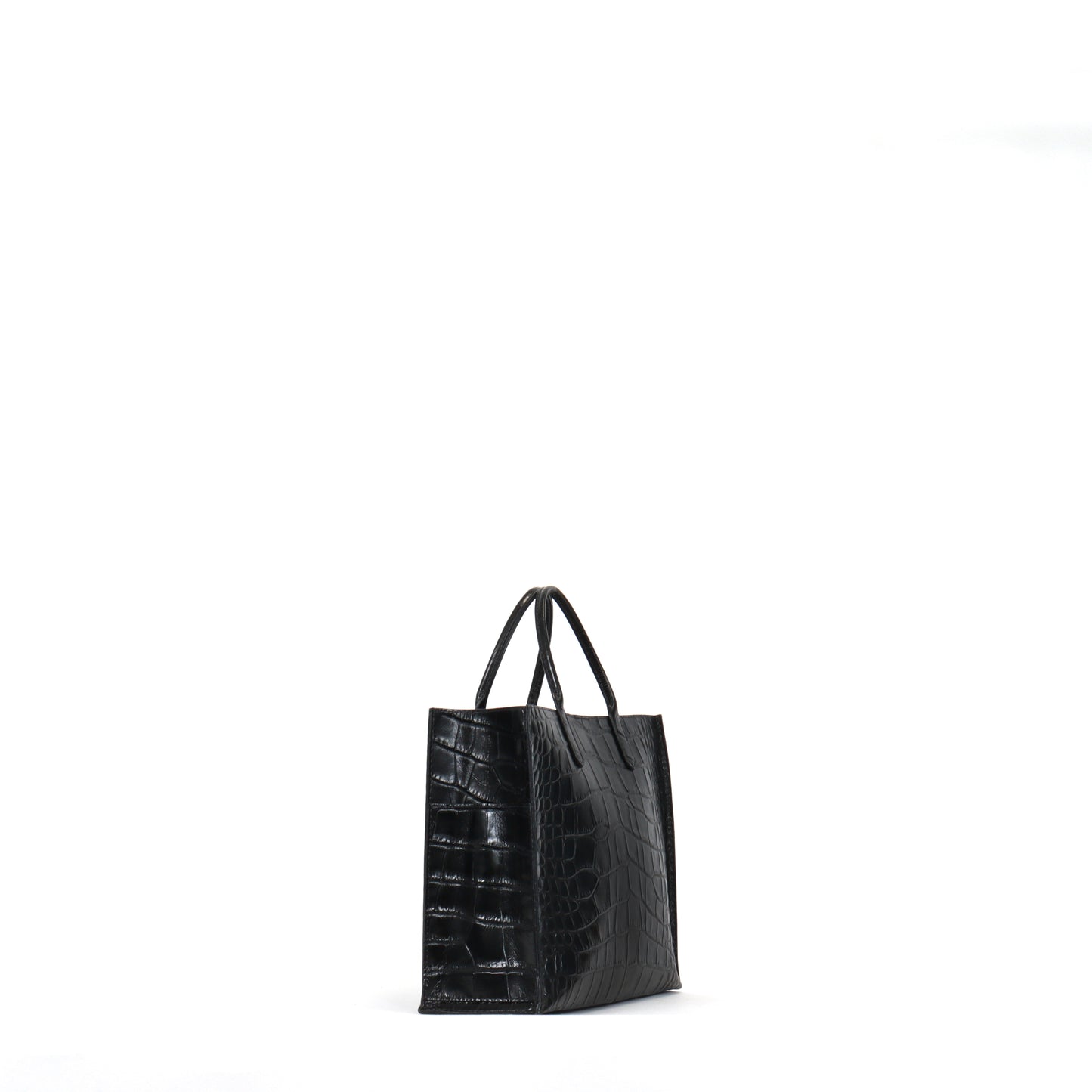 SMALL HARBOR TOTE BLACK EMBOSSED GATOR