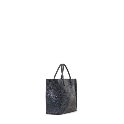 SMALL HARBOR TOTE DARK NAVY EMBOSSED CROC