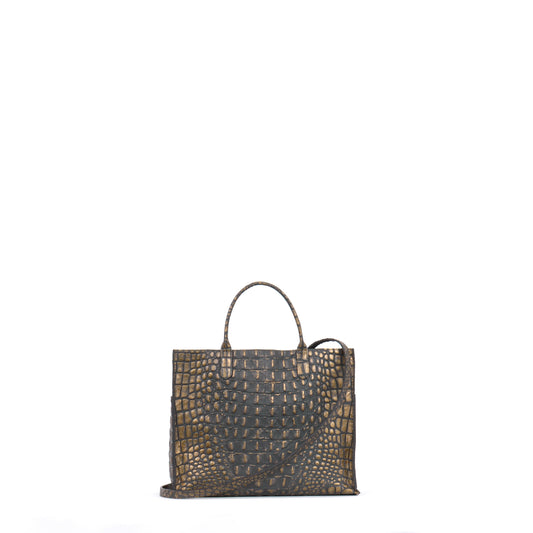 SMALL HARBOR TOTE MOSSY BRONZE EMBOSSED CROC