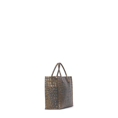 SMALL HARBOR TOTE MOSSY BRONZE EMBOSSED CROC
