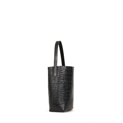 SMALL HOBO BLACK EMBOSSED GATOR