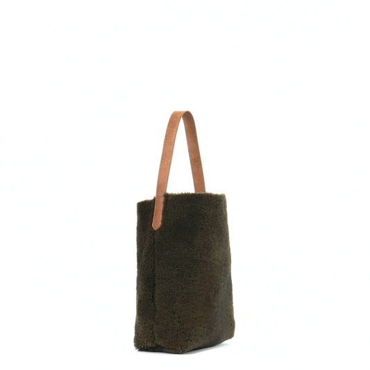 SMALL HOBO TOBACCO CURLY SHEARLING