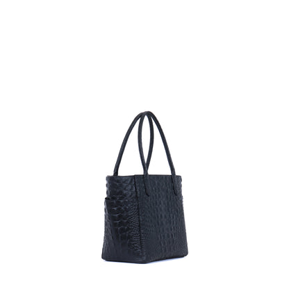 SMALL POCKET TOTE MATTE BLACK CROC