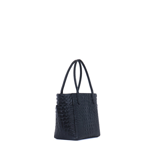 SMALL POCKET TOTE MATTE BLACK CROC