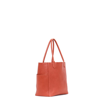 SMALL SLOUCHY POCKET TOTE TERRACOTTA ITALIAN LAMB