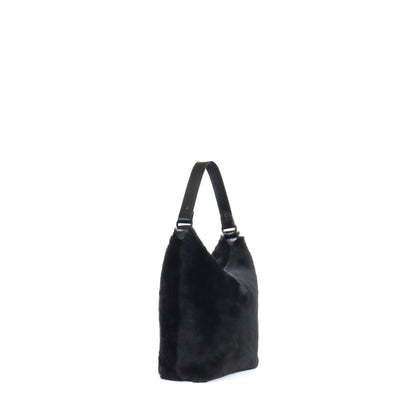 ZIP HOBO BLACK SHEARLING