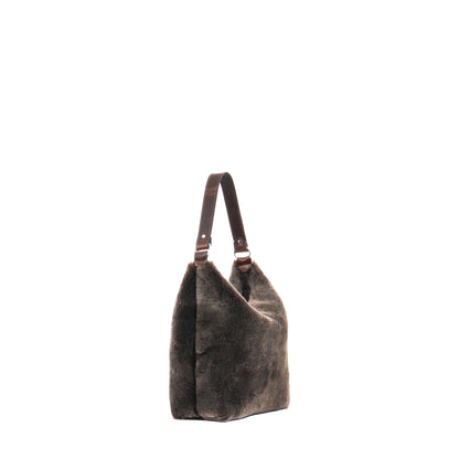 ZIP HOBO FAWN SHEARLING
