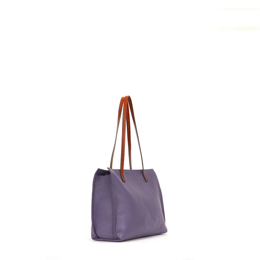 STRAPPY DAY BAG ORCHID PEBBLED CALF