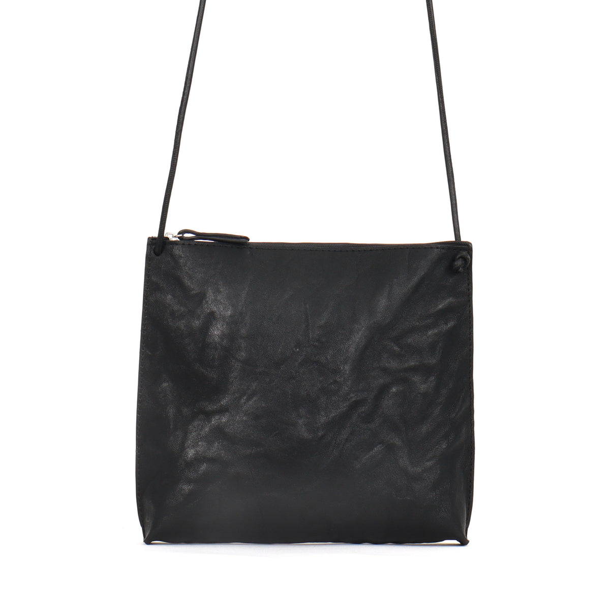 STRAPPY POUCH BLACK RUMPLED SHEEPSKIN