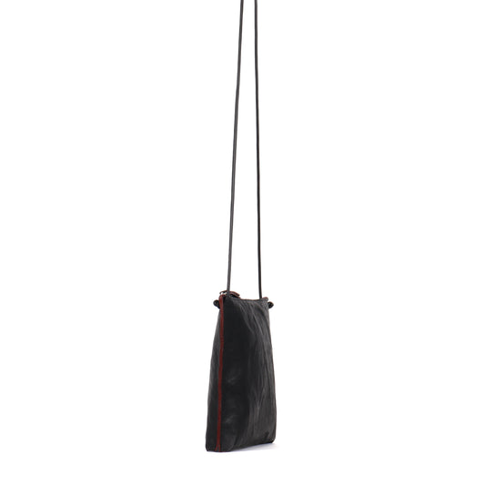 STRAPPY POUCH BLACK RUMPLED SHEEPSKIN
