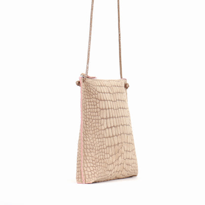 STRAPPY POUCH BUFF SUEDED CROCO