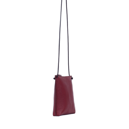 STRAPPY POUCH BURGUNDY PEBBLED CALF