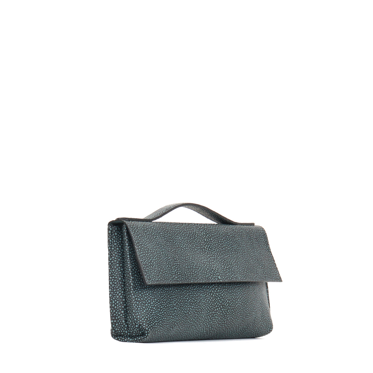 TOP HANDLE CLUTCH DENIM SHAGREEN