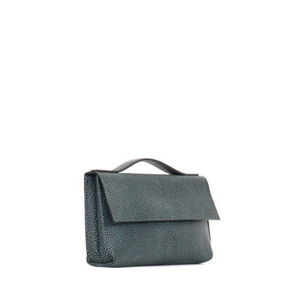 TOP HANDLE CLUTCH DENIM SHAGREEN