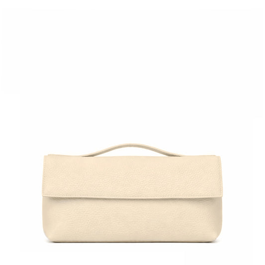 TOP HANDLE CLUTCH EGGSHELL PEBBLED CALF