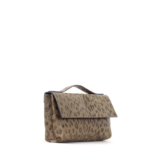 TOP HANDLE CLUTCH MUSHROOM EMBOSSED LEOPARD