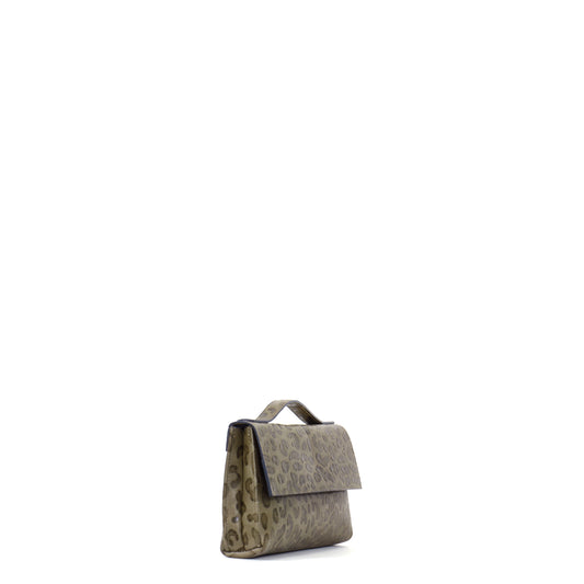TOP HANDLE CLUTCH MUSHROOM EMBOSSED LEOPARD