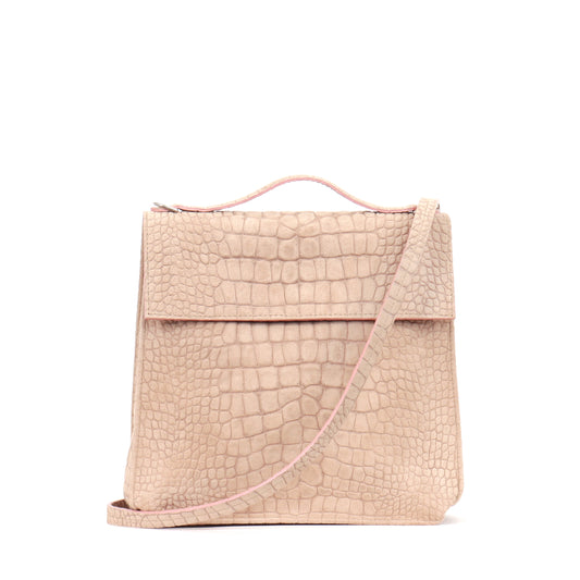 TOP HANDLE CROSSBODY BUFF SUEDED CROCO