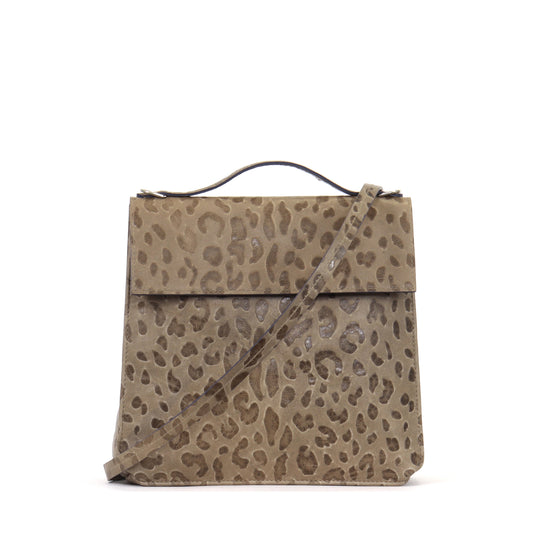 TOP HANDLE CROSSBODY MUSHROOM EMBOSSED LEOPARD