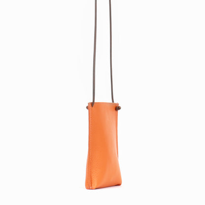 CELL POUCH TANGERINE PEBLLED CALF