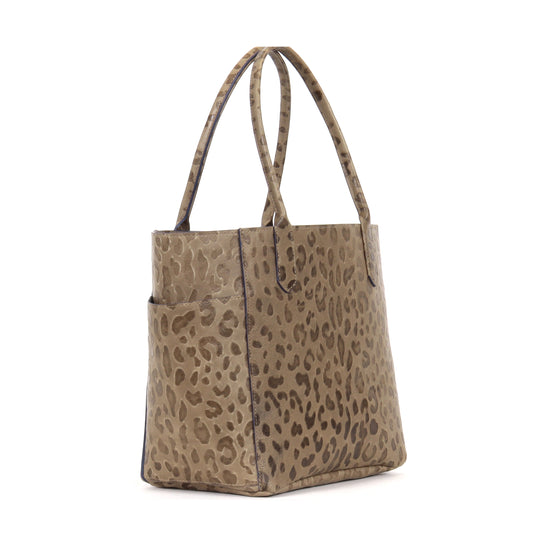 SMALL POCKET TOTE MUSHROOM EMBOSSED LEOPARD