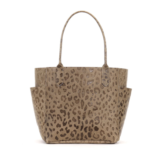SMALL POCKET TOTE MUSHROOM EMBOSSED LEOPARD
