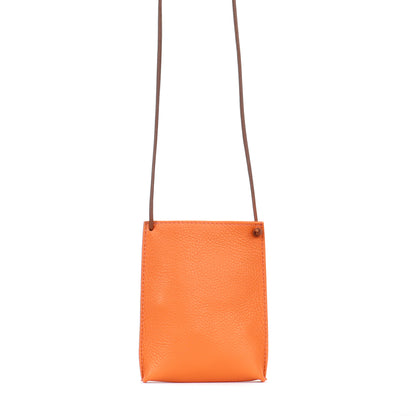 CELL POUCH TANGERINE PEBLLED CALF